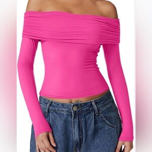 Vibrant Pink Off-Shoulder Blouse